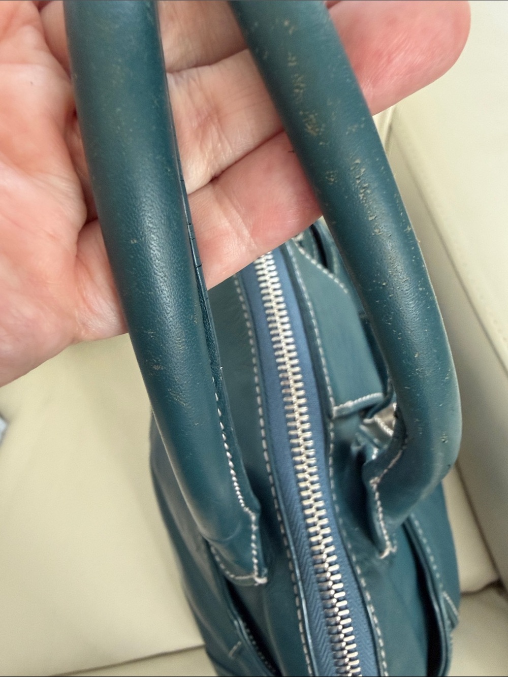 Talbots Beacon Hill domed satchel in a gorgeous teal leather & silver hardware - Picture 14 of 15